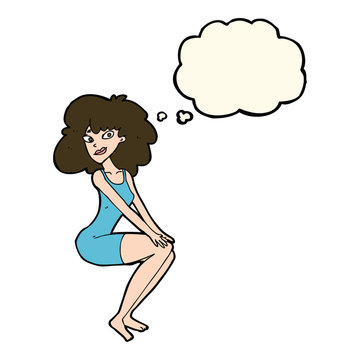 recommend clip art: cartoon sitting woman in dress with thought bubble