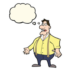 cartoon shocked man with thought bubble