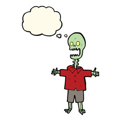 cartoon skeleton with thought bubble