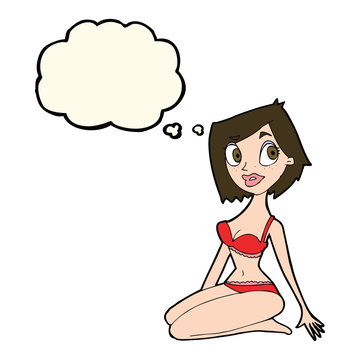 recommend clip art: cartoon pretty woman in underwear with thought bubble