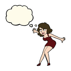 cartoon female spy with thought bubble