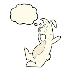 cartoon white rabbit with thought bubble