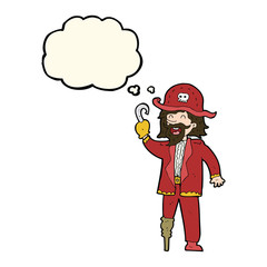 cartoon pirate captain with thought bubble