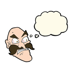 cartoon angry old man with thought bubble