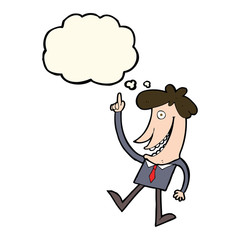 cartoon man with idea with thought bubble