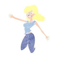cartoon jumping woman