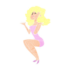 cartoon attractive woman sitting