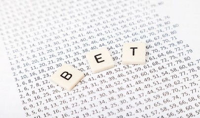 Lottery numbers with bet letter message