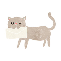 cartoon cat carrying letter