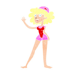 cartoon swimmer woman