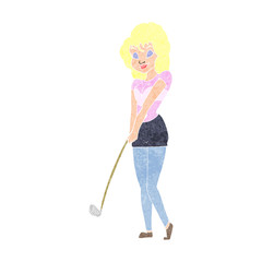 cartoon woman playing golf