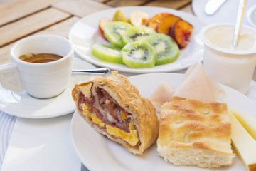 Breakfast-eggs sausage and toast
