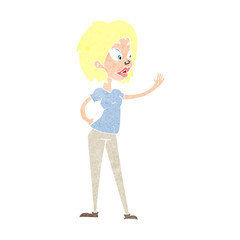 cartoon woman waving
