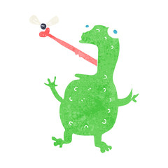 cartoon frog catching fly