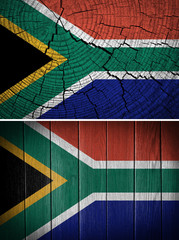 south Africa flag on wood texture background