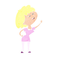 cartoon happy woman about to speak