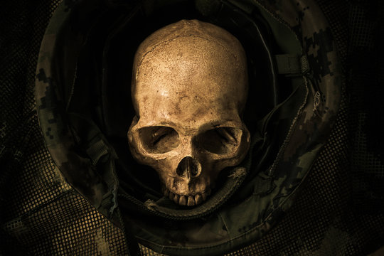 Still life soldier skull