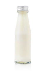 Milk bottle isolated on white background with clipping path