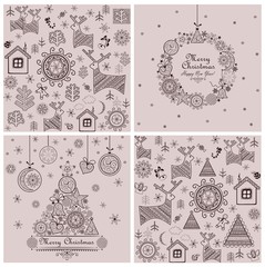 Collection of sweet decorative christmas backgrounds