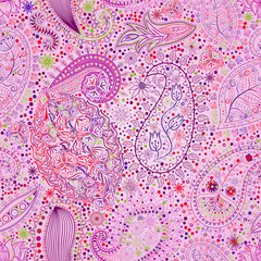 Vintage floral motif ethnic seamless background.