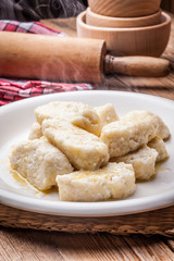 Lazy dumplings with sugar.