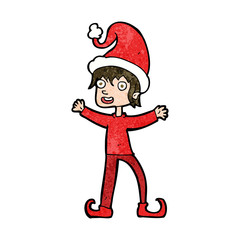 cartoon excited christmas elf