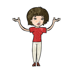 cartoon woman shrugging shoulders
