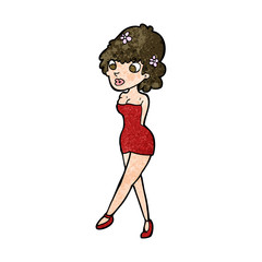 cartoon woman posing in dress