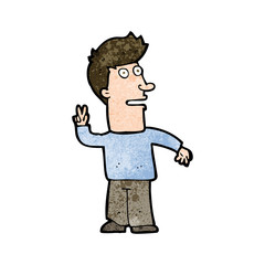 cartoon man making peace sign