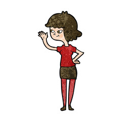 cartoon friendly girl waving