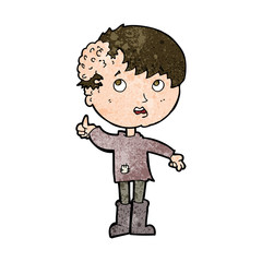 cartoon boy with growth on head