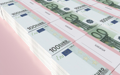 Packets of 100 Euro bills