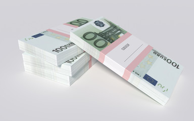 Packets of 100 Euro bills