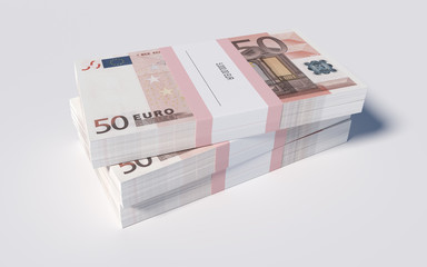 Packets of 50 Euro bills