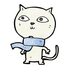 cartoon funny cat wearing scarf