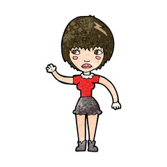 cartoon waving woman