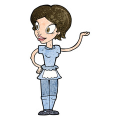 cartoon woman in maid costume