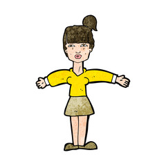 cartoon woman shrugging shoulders