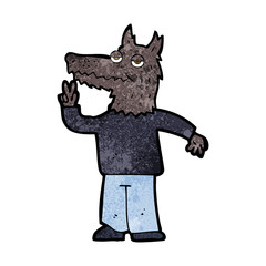 cartoon happy wolf man