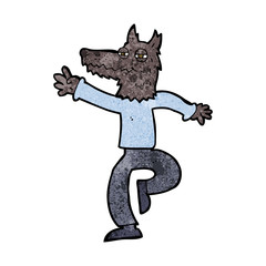 cartoon happy wolf man