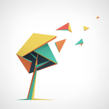 Conceptual polygonal tree. Abstract vector Illustration, low