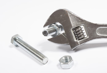 hardware adjustable wrench, isolated on white