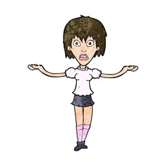 cartoon woman shrugging shoulders