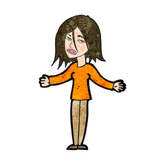 cartoon woman shrugging shoulders