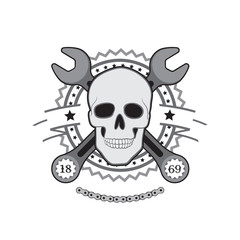 Human Skull with wrench