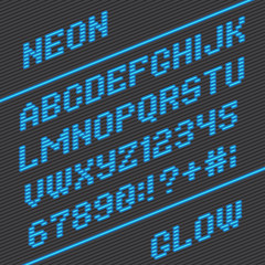 Fototapeta premium font and numbers from neon stripes