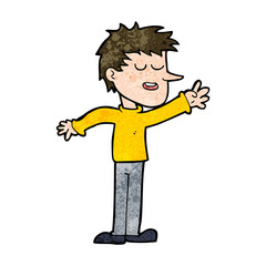 cartoon happy man reaching