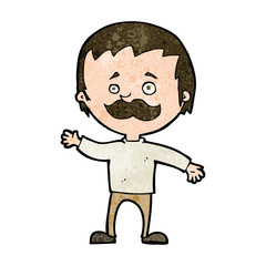 cartoon man with mustache waving