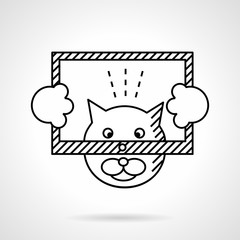 Cat with frame flat line vector icon