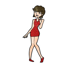 cartoon woman in cocktail dress